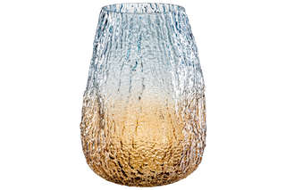 Ваза 25 см, 4 л, бежево - голубая, стекло 6