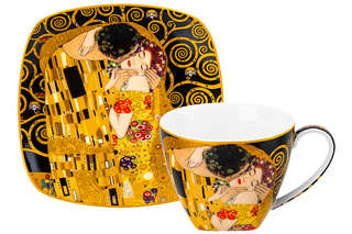 Чайная пара, 2 предмета, 250 мл, 'Поцелуй на черном', фарфор