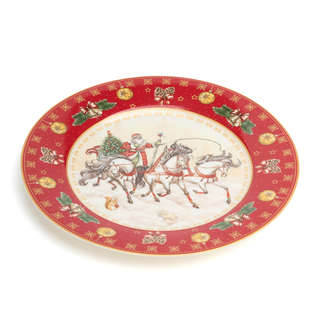 Тарелка закусочная 'Дед Мороз и Тройка' 20 см, красная, Lefard 2
