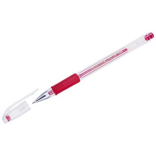 Ручка гелевая 0.5 мм, грип, красная, Crown Hi-Jell Needle Grip
