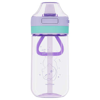 Бутылка для воды с трубочкой MESHU 'Cat' 480мл, пластик, сире...