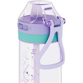 Бутылка для воды с трубочкой MESHU 'Cat' 480мл, пластик, сиреневая 2