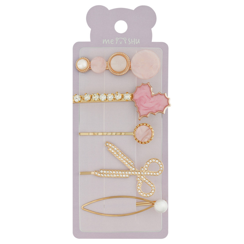 Заколки для волос MESHU, золотистые, 5 шт в наборе, европодвес