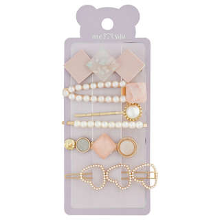 Заколки для волос MESHU, цвет розовый жемчуг, 6 шт в наборе, ...