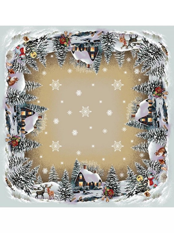 Скатерть 'Гензель и Гретель' 140х140 см, гобелен, серебро, Le Gobelin