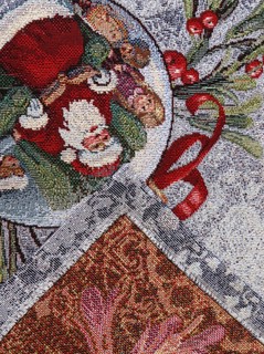 Скатерть 'Новогодние ягоды' (серо-голубой фон) 100х100 см, гобелен, Le Gobelin 5