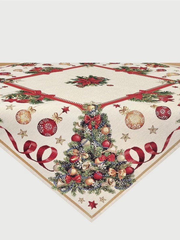 Скатерть 'Новогодний пир' 100х100 см, гобелен, золото, Le Gobelin