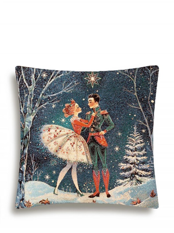 Наволочка декоративная 'Щелкунчик, балет' (темный фон) 45х45 см, гобелен, серебро,  Le Gobelin