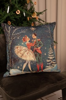 Наволочка декоративная 'Щелкунчик, балет' (темный фон) 45х45 см, гобелен, серебро,  Le Gobelin 3
