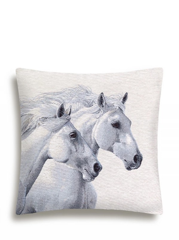 Наволочка декоративная 'Пара белых лошадей', 45х45 см, гобелен, Le Gobelin