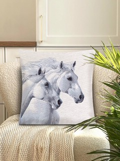 Наволочка декоративная 'Пара белых лошадей', 45х45 см, гобелен, Le Gobelin 3