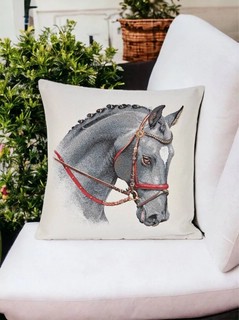 Наволочка декоративная 'Конь' красная упряжка, 45х45 см, гобелен, Le Gobelin 2