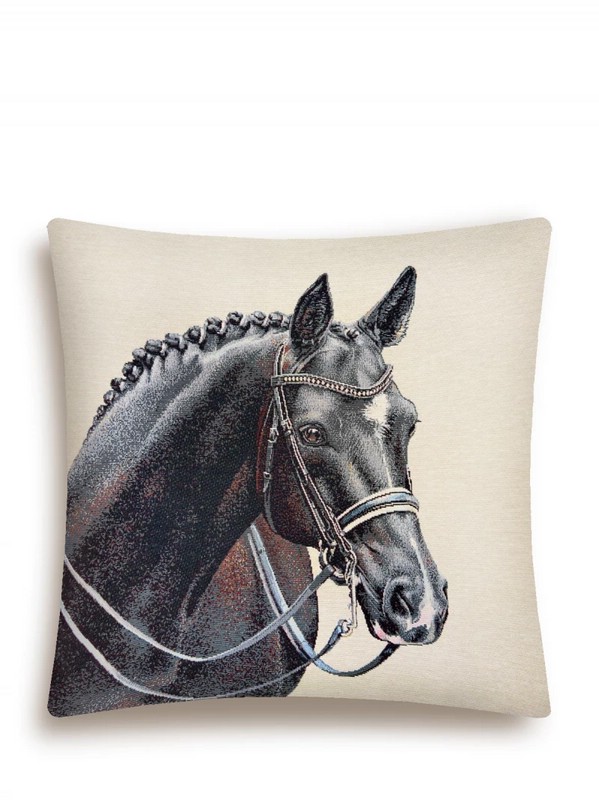 Наволочка декоративная 'Конь черный', 45х45 см, гобелен, Le Gobelin