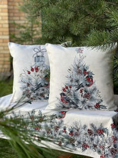 Наволочка декоративная 'Снегири' (ёлка) 45х45 см, гобелен, Le Gobelin 6