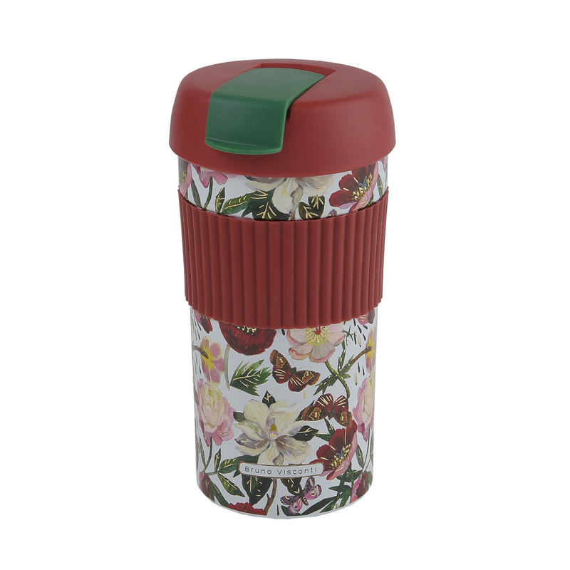 Термокружка 500 мл, с силиконовой вставкой, 'Flora Пионы'