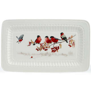 Блюдо прямоугольное 'Лесная сказка: Снегири' 35 см, LEFARD 2