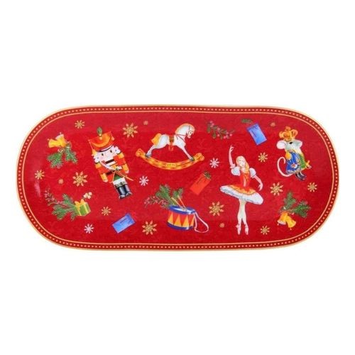 Блюдо овальное 'Щелкунчик' фарфор, 25х11 см (красный)