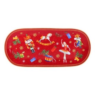 Блюдо овальное 'Щелкунчик' фарфор, 25х11 см (красный)