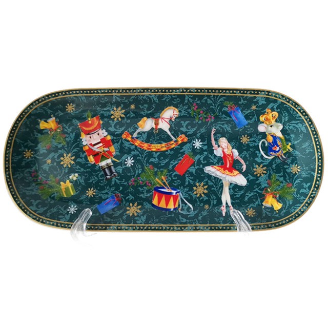 Блюдо овальное 'Щелкунчик' фарфор, 25х11 см (зеленый)