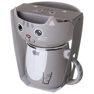 Набор для завтрака 'Cat', 2 предмета: салатник 500 мл, кружка 450 мл, Lefard, серый 2