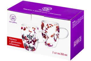 Набор из двух кружек 350 мл 'Crystal glass' с двойными стенками (розовый/оранжевый) 9