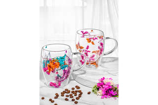 Набор из двух кружек 350 мл 'Crystal glass' с двойными стенками (розовый/оранжевый) 6