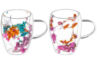 Набор из двух кружек 350 мл 'Crystal glass' с двойными стенками (розовый/оранжевый) 2