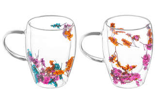 Набор из двух кружек 350 мл 'Crystal glass' с двойными стенками (розовый/оранжевый) 3