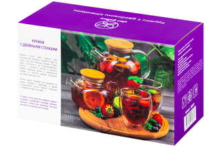 Набор из двух кружек 350 мл 'Crystal glass' с двойными стенками (розовый/оранжевый) 8