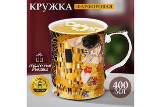Кружка 400 мл 'Поцелуй на черном', фарфор NEW BONE CHINA 5