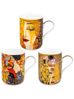 Набор из трех кружек 350 мл 'Модерн' (Густав Климт: Дама с ве...