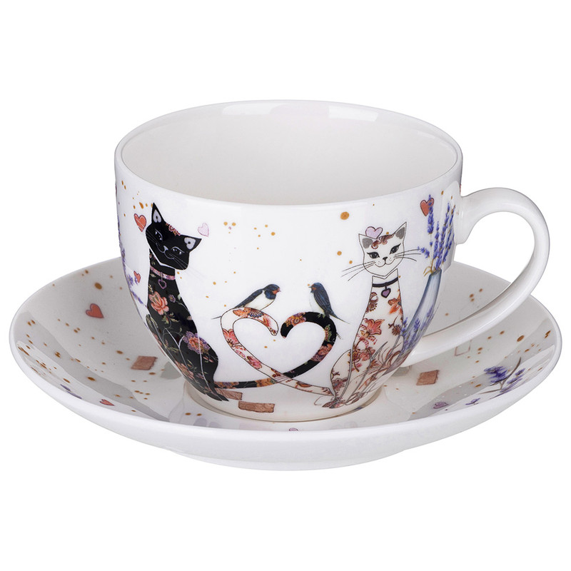 Чайная пара 275 мл 'Лавандовые коты', Lefard