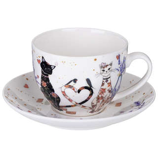 Чайная пара 275 мл 'Лавандовые коты', Lefard