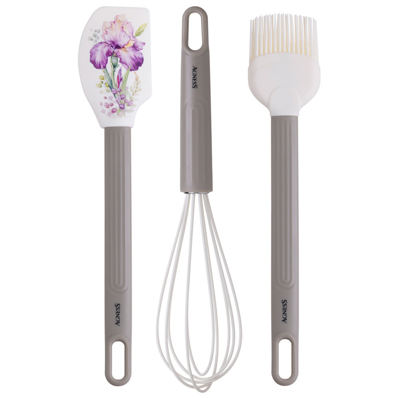 Набор для кухни 'Ирисы', 3 предмета: венчик, лопатка, кисточка