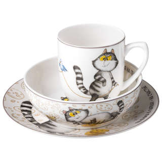 Набор посуды 3 предмета 'Счастье есть': салатник 15 см 600 мл...