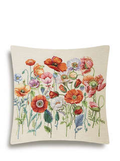 Наволочка декоративная 'Акварель: Маки' 44х44 см, гобелен, бе...