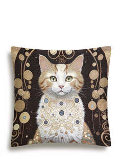 Наволочка декоративная 'Кошка Клеопатра рыжая' 44х44 см, золо...