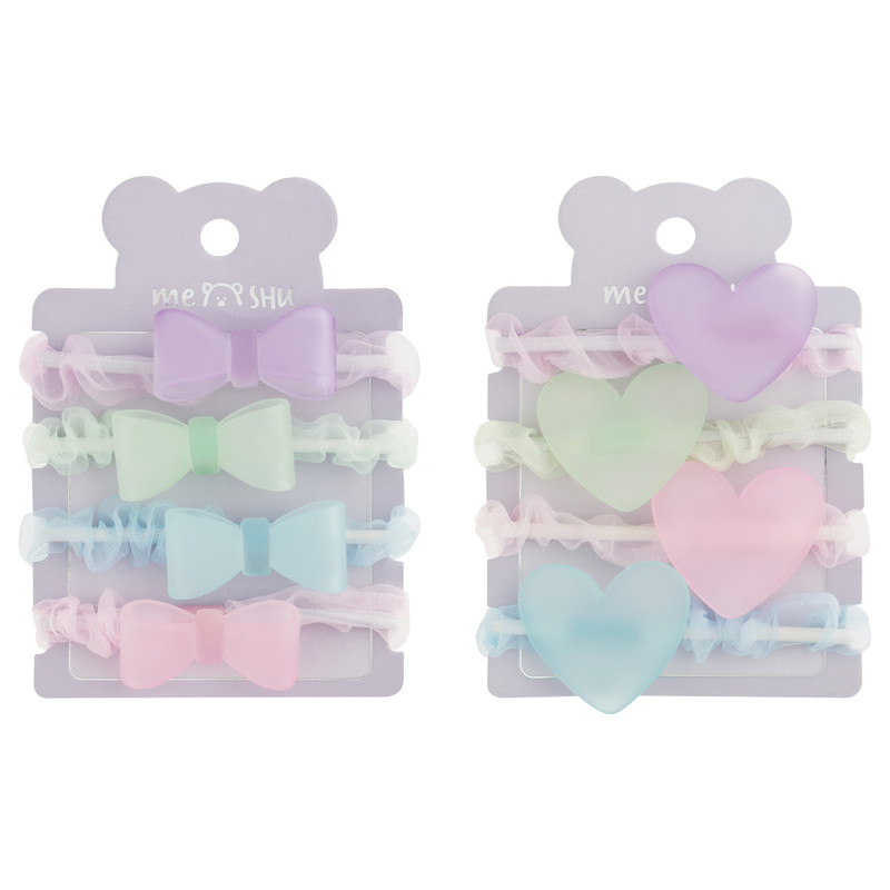 Резинки для волос MESHU, с полупрозрачными топперами, 4 шт в наборе, в ассортименте