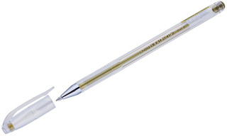 Ручка гелевая 0.7 мм, металлик, золотая, Crown Hi-Jell Metallic