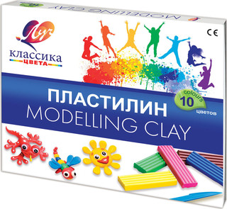 Пластилин Луч 'Классика', 10 цветов, со стеком, 7С304-08