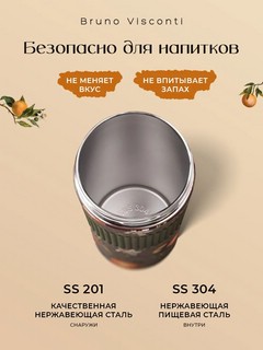 Термокружка 500 мл, с силиконовой вставкой, BV Flora Райские Апельсины, артикул 2-859/03 4