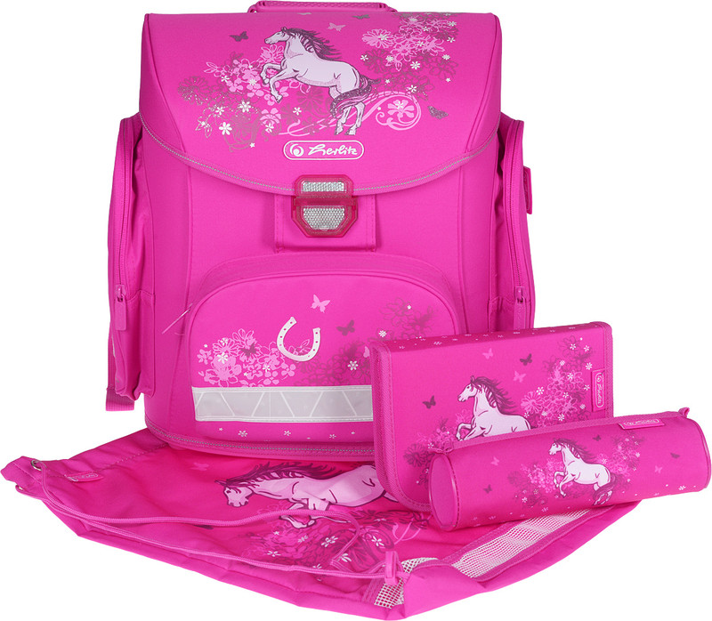 Herlitz Ранец школьный Lucky Star с наполнением 3 предмета, цвет ярко-розовый