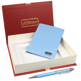Набор подарочный Venuse обложка для паспорта, ручка-стилус, цвет: голубой, 17х21х4, 5 см., 133-76020