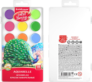 Краски акварельные EK ArtBerry, с уф-защитой яркости, 18 цветов 3