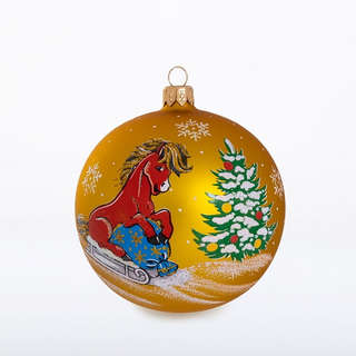 Шар 'Зодиак' (Конь) в ассортименте, 9.5 см, стекло, артикул С 475 3