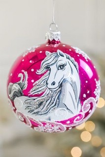 Шар 'Зодиак' (Конь) в ассортименте, 9.5 см, стекло, артикул С 475 5