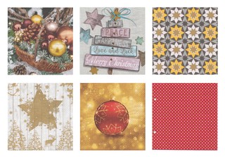 Набор бумажных салфеток для декупажа 'Новогоднее настроение' 12 штук, 6 дизайнов, 33х33 см