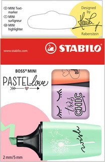 STABILO Набор маркеров BOSS MINI Pastel Love 3 цвета 07/03-47