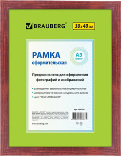Рамка 30х40 см, дерево, багет 18 мм, Brauberg 'Hit', темная в...