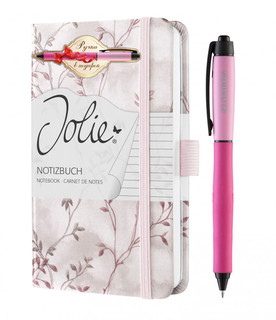 Блокнот Jolie Natural Beauty, А6, 87 листов, линия + ручка Stabilo.Palette, цвет розовый